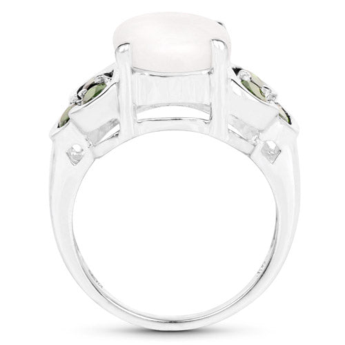 4.52 Carat Genuine Opal and Chrome Diopside .925 Sterling Silver Ring Bids.com