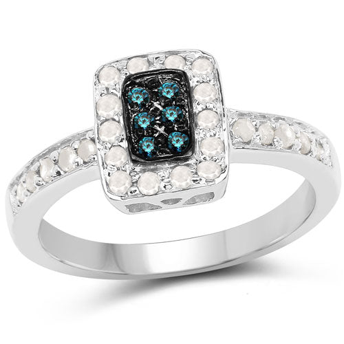 0.36 Carat Genuine Blue Diamond and White Diamond .925 Sterling Silver Ring Bids.com