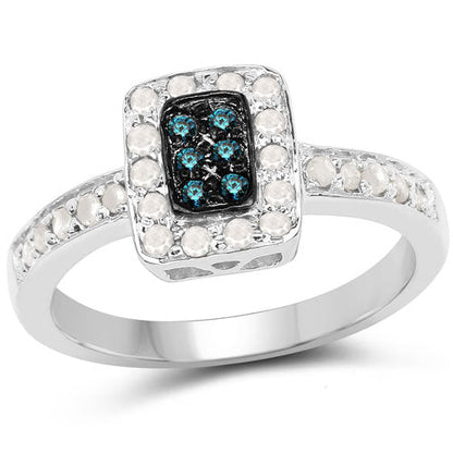 0.36 Carat Genuine Blue Diamond and White Diamond .925 Sterling Silver Ring Bids.com
