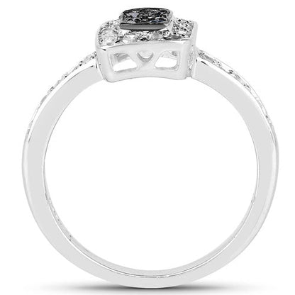 0.36 Carat Genuine Blue Diamond and White Diamond .925 Sterling Silver Ring Bids.com