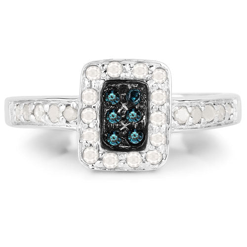 0.36 Carat Genuine Blue Diamond and White Diamond .925 Sterling Silver Ring Bids.com