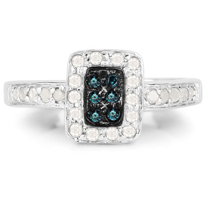 0.36 Carat Genuine Blue Diamond and White Diamond .925 Sterling Silver Ring Bids.com