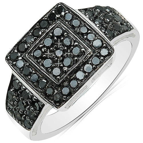 0.77 Carat Genuine Black Diamond .925 Sterling Silver Ring Bids.com
