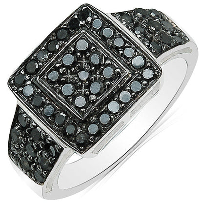 0.77 Carat Genuine Black Diamond .925 Sterling Silver Ring Bids.com