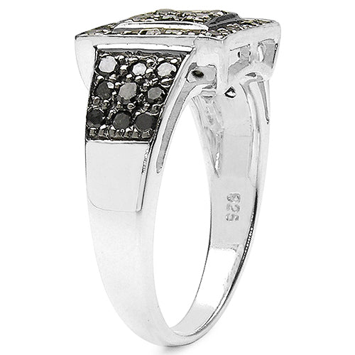 0.77 Carat Genuine Black Diamond .925 Sterling Silver Ring Bids.com