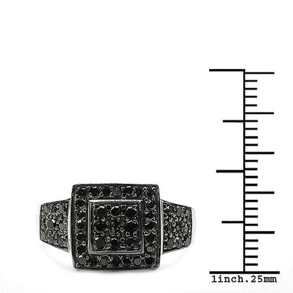 0.77 Carat Genuine Black Diamond .925 Sterling Silver Ring Bids.com