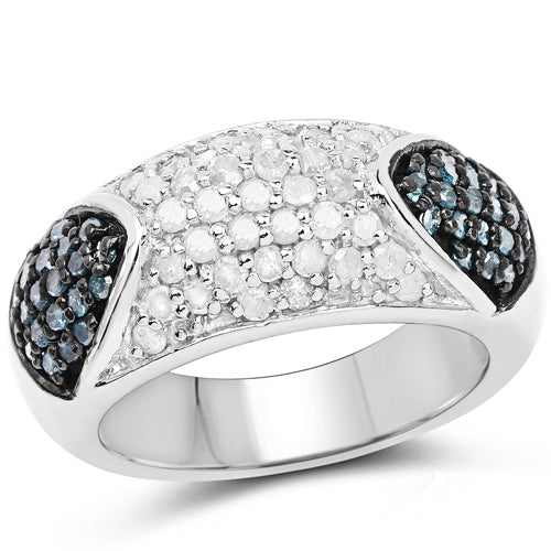 0.94 Carat Genuine Blue Diamond and White Diamond .925 Sterling Silver Ring Bids.com
