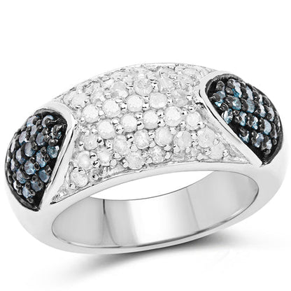 0.94 Carat Genuine Blue Diamond and White Diamond .925 Sterling Silver Ring Bids.com