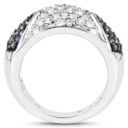 0.94 Carat Genuine Blue Diamond and White Diamond .925 Sterling Silver Ring Bids.com