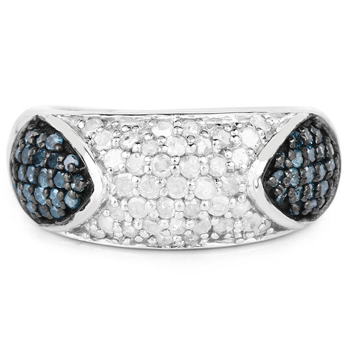 0.94 Carat Genuine Blue Diamond and White Diamond .925 Sterling Silver Ring Bids.com