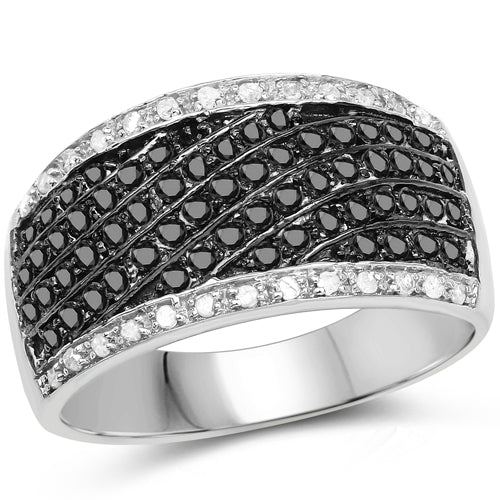 0.79 Carat Genuine Black Diamond .925 Sterling Silver Ring Bids.com
