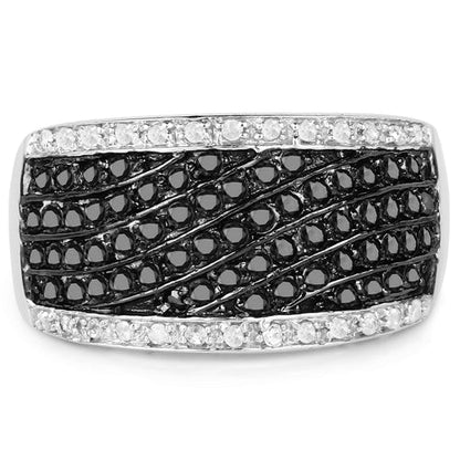 0.79 Carat Genuine Black Diamond .925 Sterling Silver Ring Bids.com