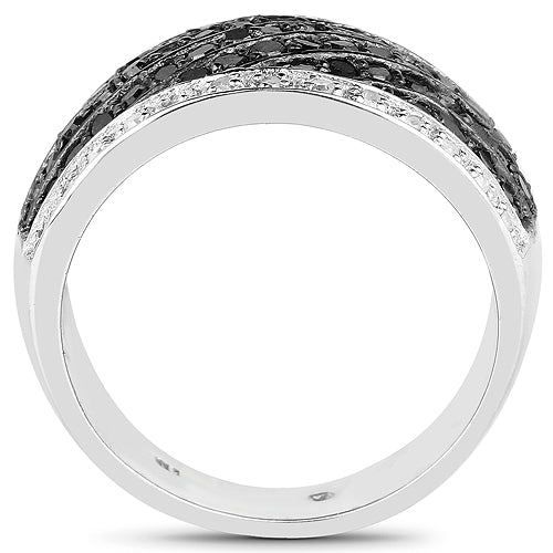 0.79 Carat Genuine Black Diamond and White Diamond .925 Sterling Silver Ring Bids.com