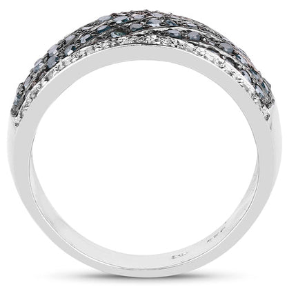 0.80 Carat Genuine Blue Diamond and White Diamond .925 Sterling Silver Ring Bids.com
