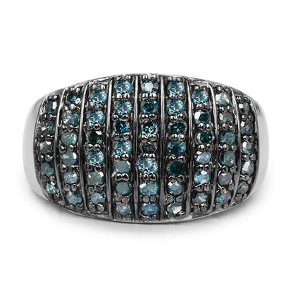 0.83 Carat Genuine Blue Diamond and White Diamond .925 Sterling Silver Ring Bids.com