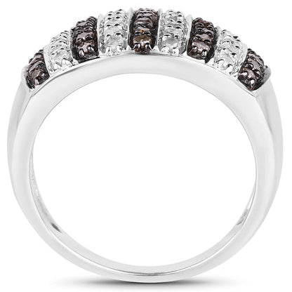 0.83 Carat Genuine Champagne Diamond and White Diamond .925 Sterling Silver Ring Bids.com