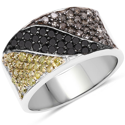 1.32 Carat Genuine multi Diamond .925 Sterling Silver Ring Bids.com