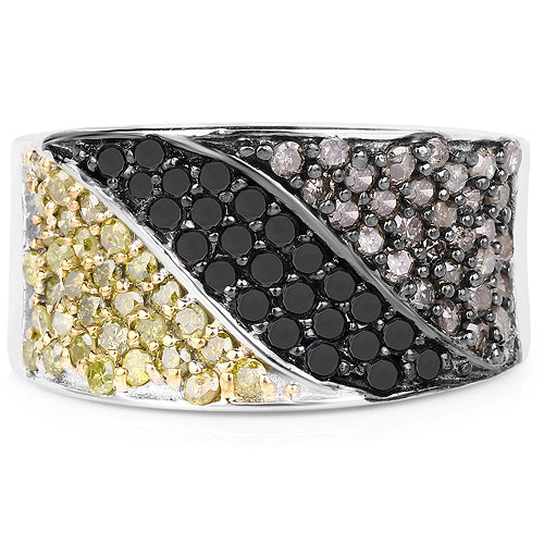 1.32 Carat Genuine multi Diamond .925 Sterling Silver Ring Bids.com