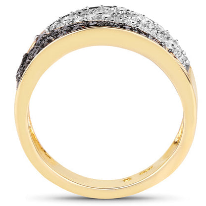 14K Yellow Gold Plated 1.20 Carat Genuine Black Diamond and White Diamond .925 Sterling Silver Ring Bids.com