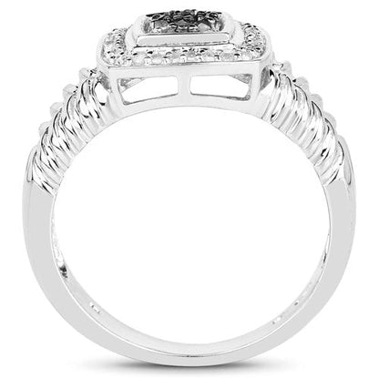 0.19 Carat Genuine Black Diamond and White Diamond .925 Sterling Silver Ring Bids.com