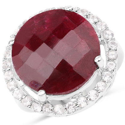 13.10 Carat Dyed Ruby and White Topaz .925 Sterling Silver Ring Bids.com