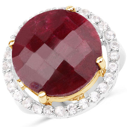 13.10 Carat Dyed Ruby and White Topaz .925 Sterling Silver Ring Bids.com