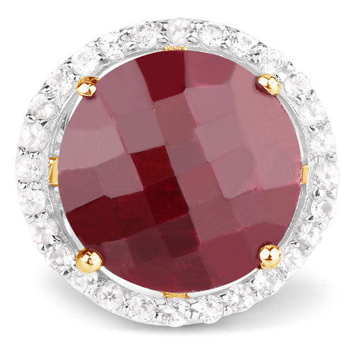 13.10 Carat Dyed Ruby and White Topaz .925 Sterling Silver Ring Bids.com