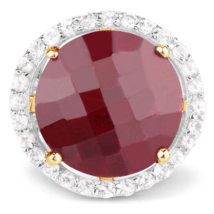 13.10 Carat Dyed Ruby and White Topaz .925 Sterling Silver Ring Bids.com
