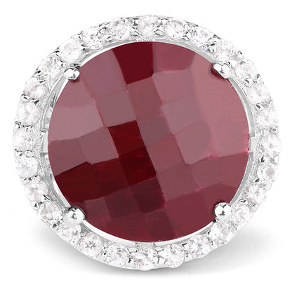 13.10 Carat Dyed Ruby and White Topaz .925 Sterling Silver Ring Bids.com