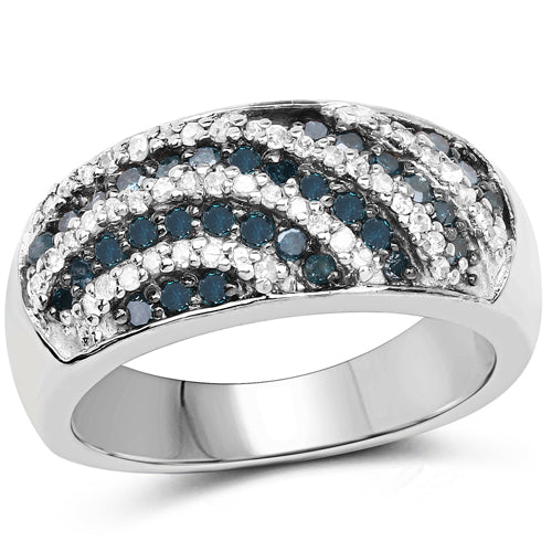 0.62 Carat Genuine Blue Diamond and White Diamond .925 Sterling Silver Ring Bids.com