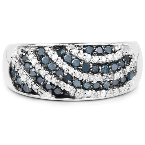 0.62 Carat Genuine Blue Diamond and White Diamond .925 Sterling Silver Ring Bids.com