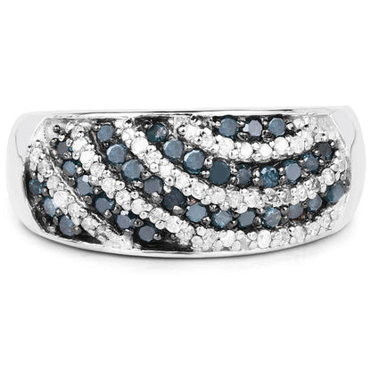 0.62 Carat Genuine Blue Diamond and White Diamond .925 Sterling Silver Ring Bids.com