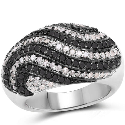 1.26 Carat Genuine Black Diamond and White Diamond .925 Sterling Silver Ring Bids.com