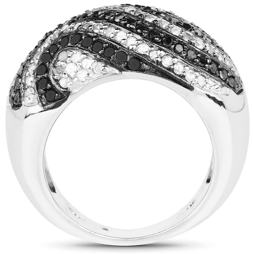 1.26 Carat Genuine Black Diamond and White Diamond .925 Sterling Silver Ring Bids.com