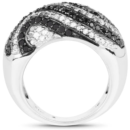 1.26 Carat Genuine Black Diamond and White Diamond .925 Sterling Silver Ring Bids.com
