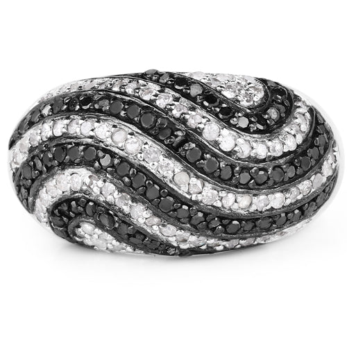1.26 Carat Genuine Black Diamond and White Diamond .925 Sterling Silver Ring Bids.com