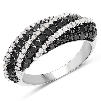1.25 Carat Genuine Black Diamond & White Diamond .925 Sterling Silver Ring Bids.com
