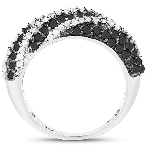 1.25 Carat Genuine Black Diamond & White Diamond .925 Sterling Silver Ring Bids.com