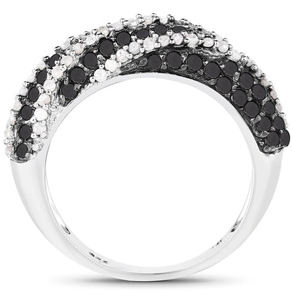 1.25 Carat Genuine Black Diamond & White Diamond .925 Sterling Silver Ring Bids.com