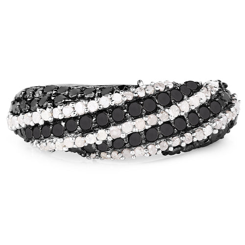 1.25 Carat Genuine Black Diamond & White Diamond .925 Sterling Silver Ring Bids.com
