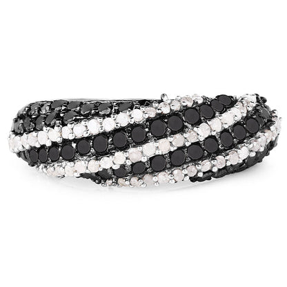 1.25 Carat Genuine Black Diamond & White Diamond .925 Sterling Silver Ring Bids.com