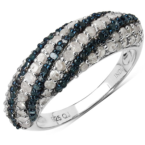 1.25 Carat Genuine Blue Diamond and White Diamond .925 Sterling Silver Ring Bids.com