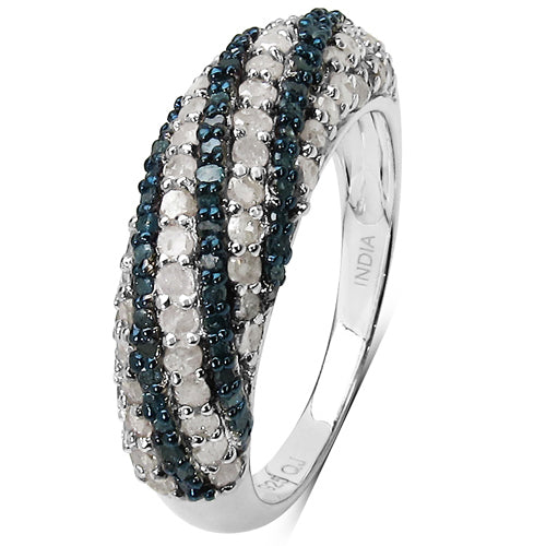1.25 Carat Genuine Blue Diamond and White Diamond .925 Sterling Silver Ring Bids.com