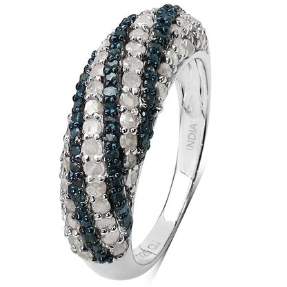 1.25 Carat Genuine Blue Diamond and White Diamond .925 Sterling Silver Ring Bids.com