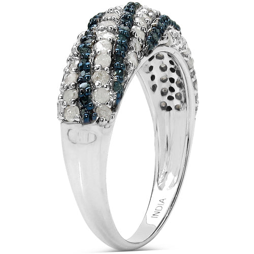 1.25 Carat Genuine Blue Diamond and White Diamond .925 Sterling Silver Ring Bids.com