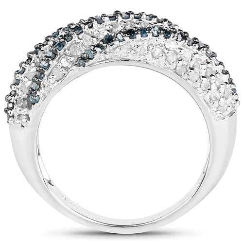 1.25 Carat Genuine Blue Diamond & White Diamond .925 Sterling Silver Ring Bids.com