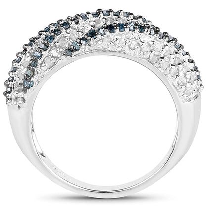 1.25 Carat Genuine Blue Diamond & White Diamond .925 Sterling Silver Ring Bids.com