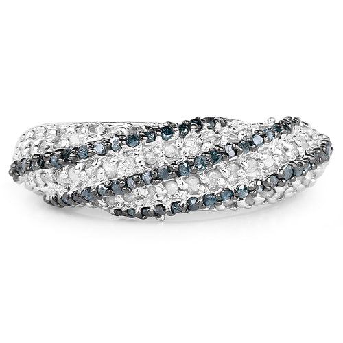 1.25 Carat Genuine Blue Diamond & White Diamond .925 Sterling Silver Ring Bids.com