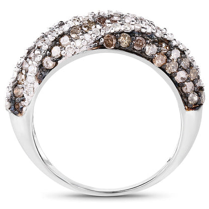 1.25 Carat Genuine Champagne Diamond & White Diamond .925 Sterling Silver Ring Bids.com