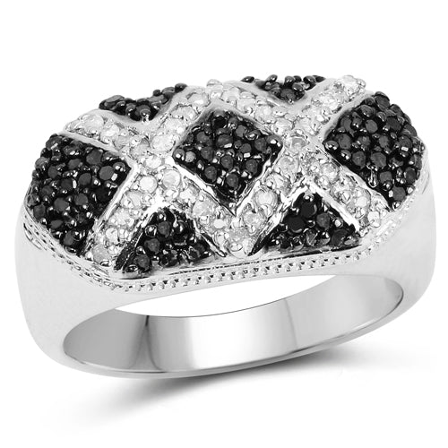 0.61 Carat Genuine Blue Diamond and White Diamond .925 Sterling Silver Ring Bids.com